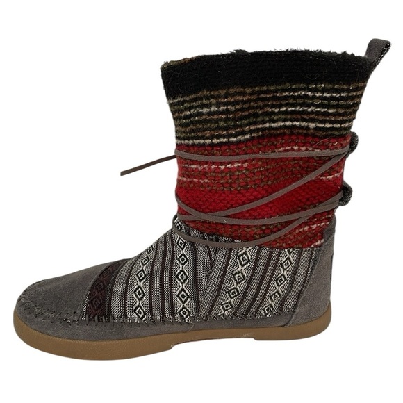 TOMS Ankle Boots Nepal Suede Knit Size 6.5 - Picture 7 of 9